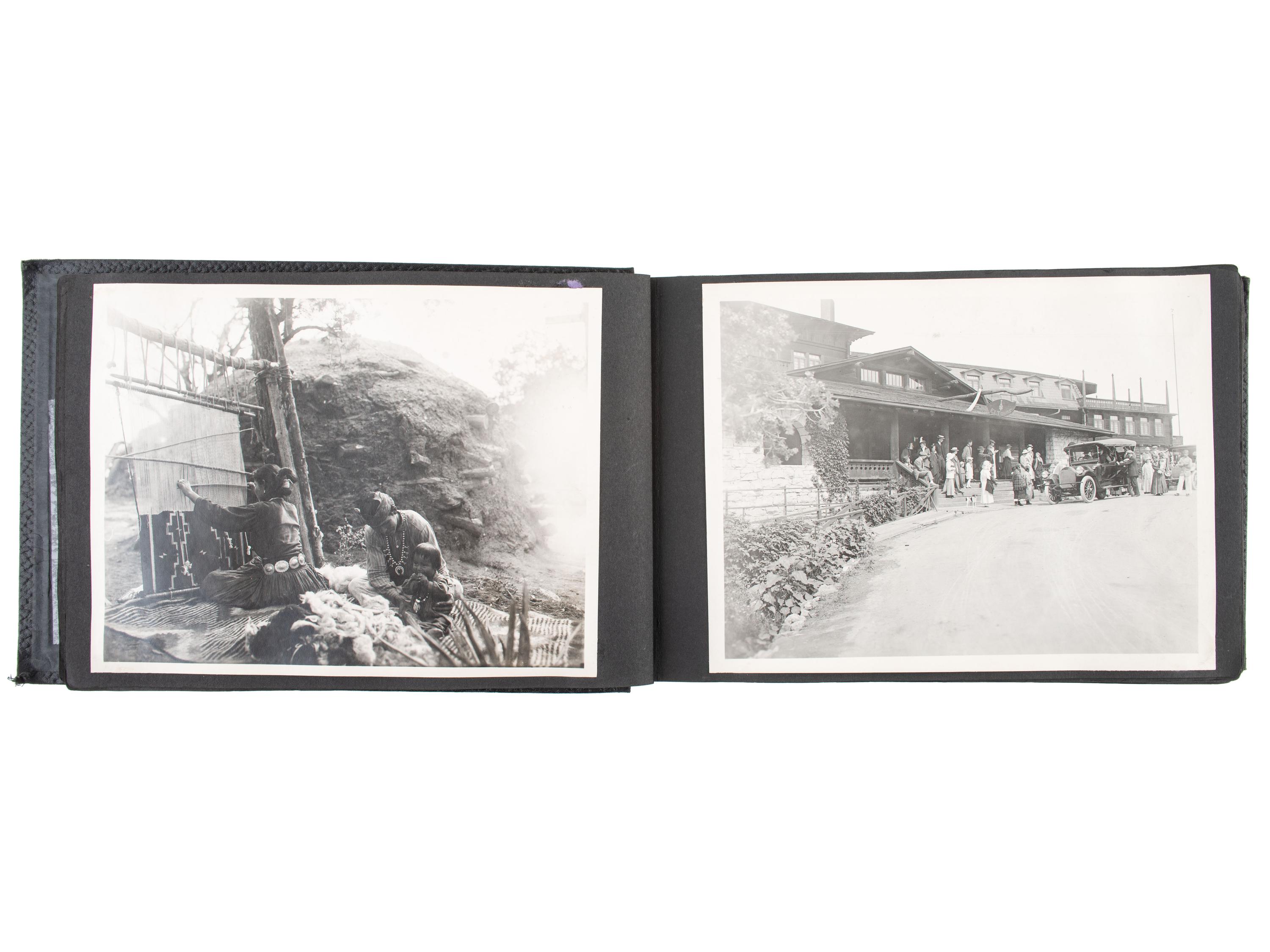 [NATIVE AMERICANS - HARVEY, Fred (1835-1901)]. Album containing 71 photographs documenting Native American subjects and the American Southwest. Ca 1920.
