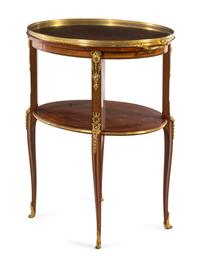 A Louis XVI Style Gilt Bronze Mounted Parquetry Serving Table
