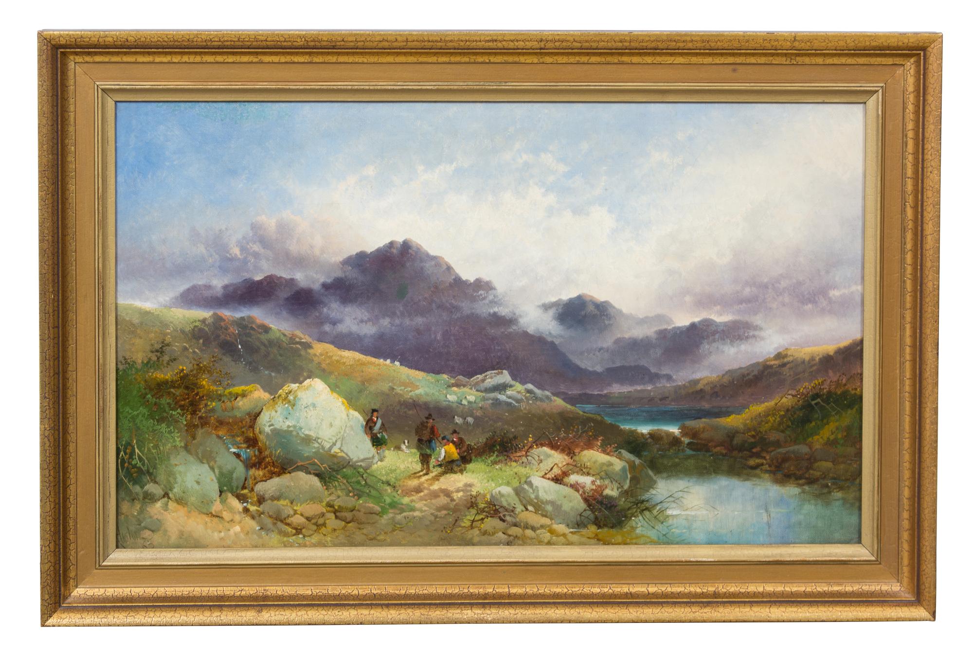 Attributed to Joseph Harlor, (Scottish School, 19th Century), Figures in the Highlands, 1865