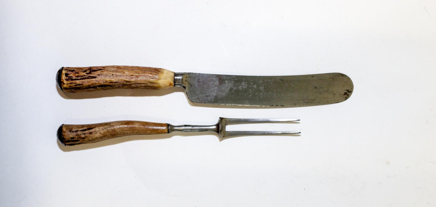A Set of Victorian Steel and Antler-Mounted Fruit Forks and Knives Length of knife 8 1/4 inches. — ASHTON JACKSON & CO.