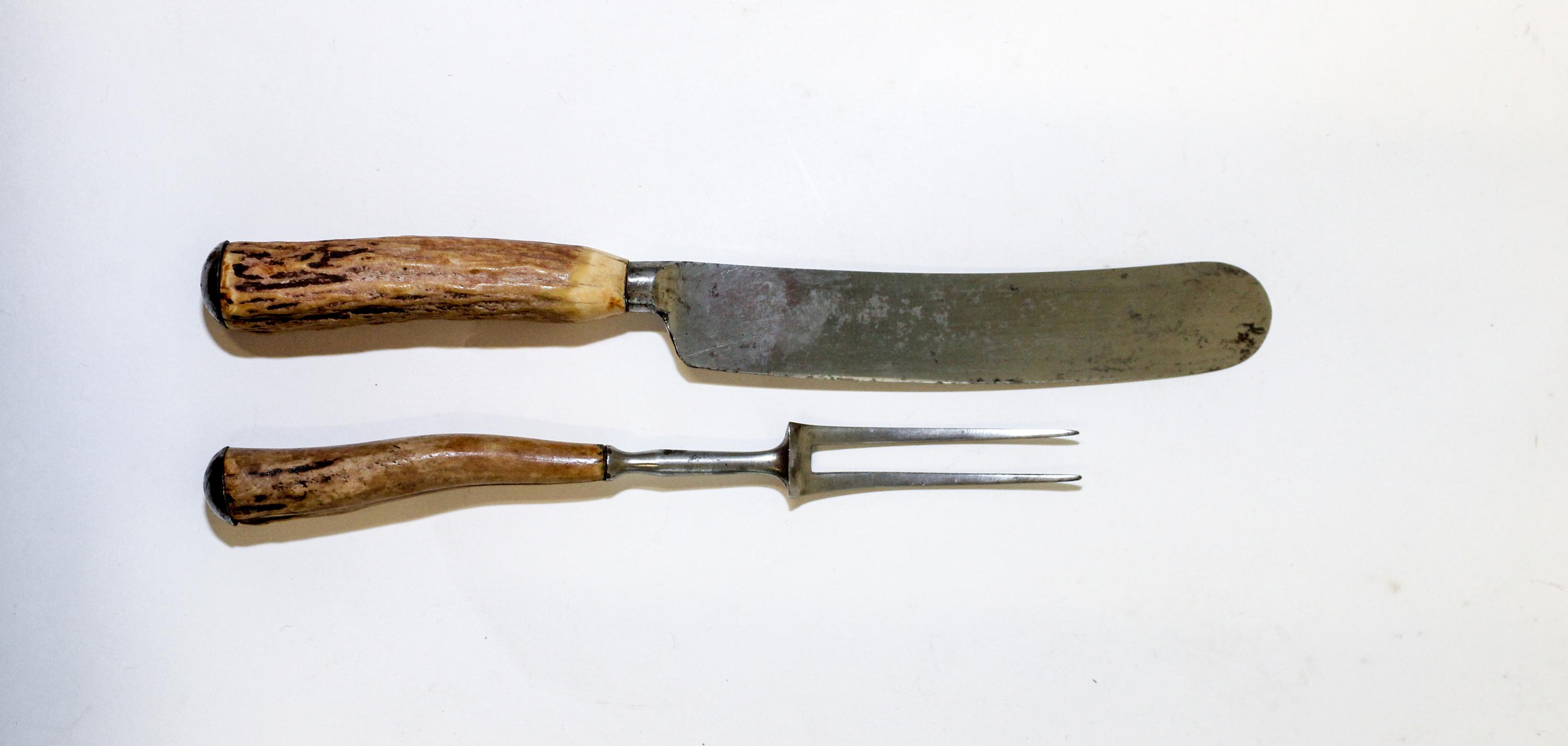A Set of Victorian Steel and Antler-Mounted Fruit Forks and Knives Length of knife 8 1/4 inches. — ASHTON JACKSON & CO.