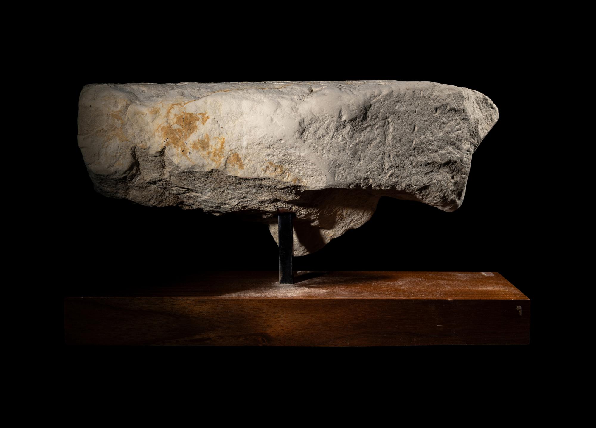 An Egyptian Painted Limestone Relief Fragment with a Torso