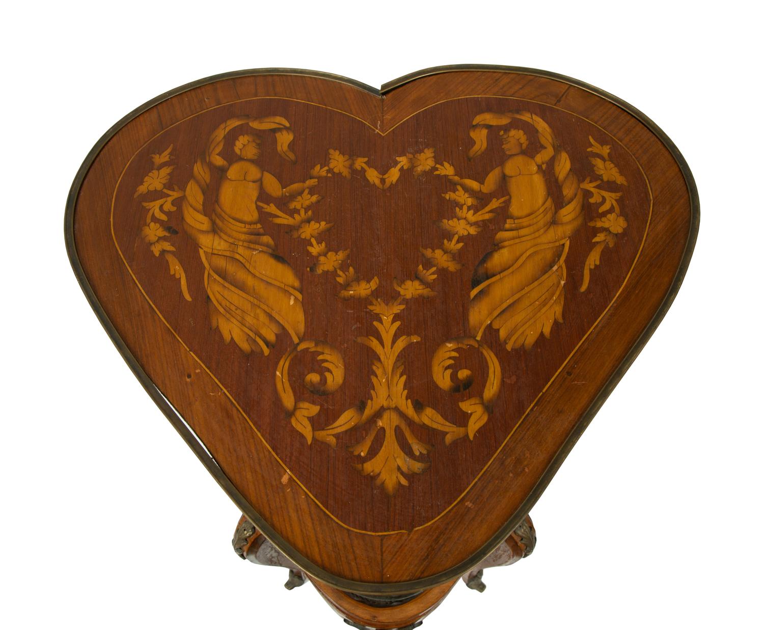 A Louis XV Style Marquetry Heart-Shaped Table — LATE 19TH CENTURY