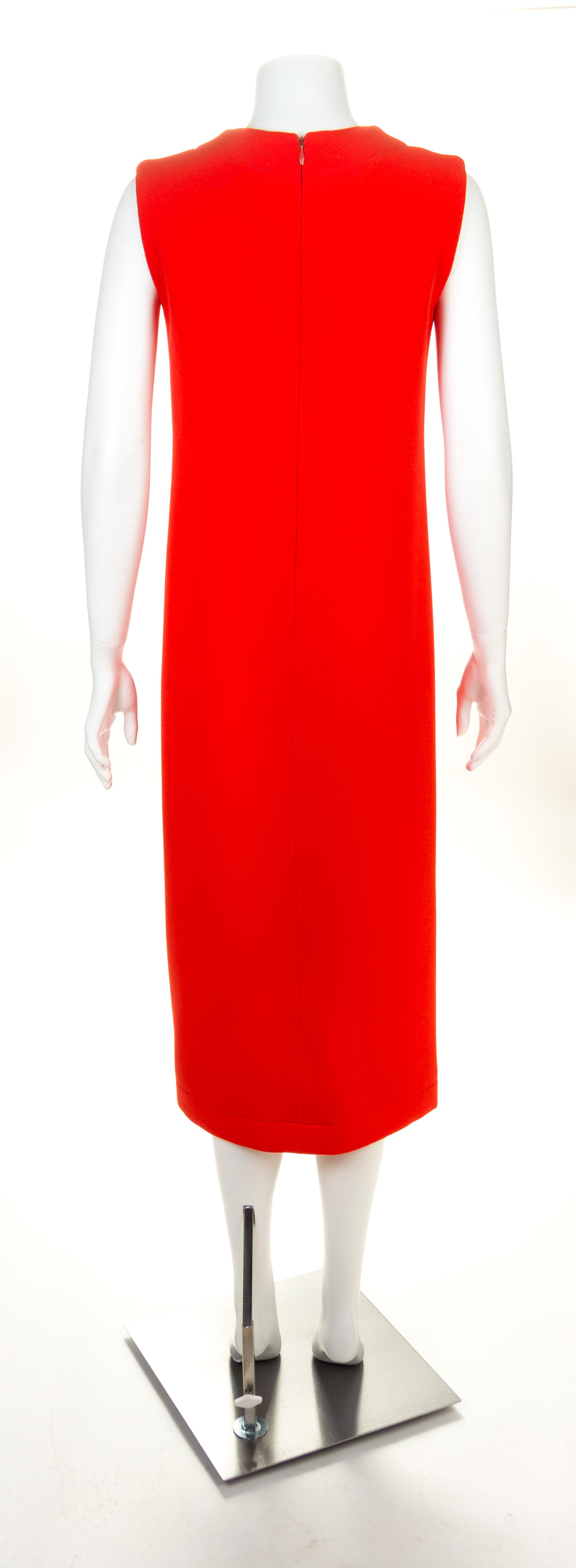 A Pierre Cardin Red Wool Mod Sleeveless Dress, No size.