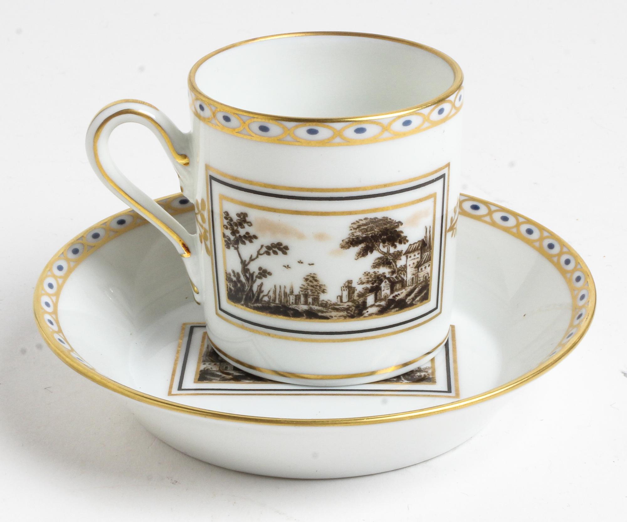 A Richard Ginori Porcelain Cup and Saucer Diameter of saucer 4 1/8 inches. — 20TH CENTURY