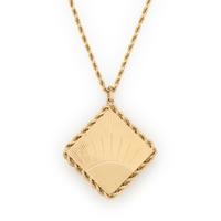YELLOW GOLD AND GARNET HEART LOCKET NECKLACE