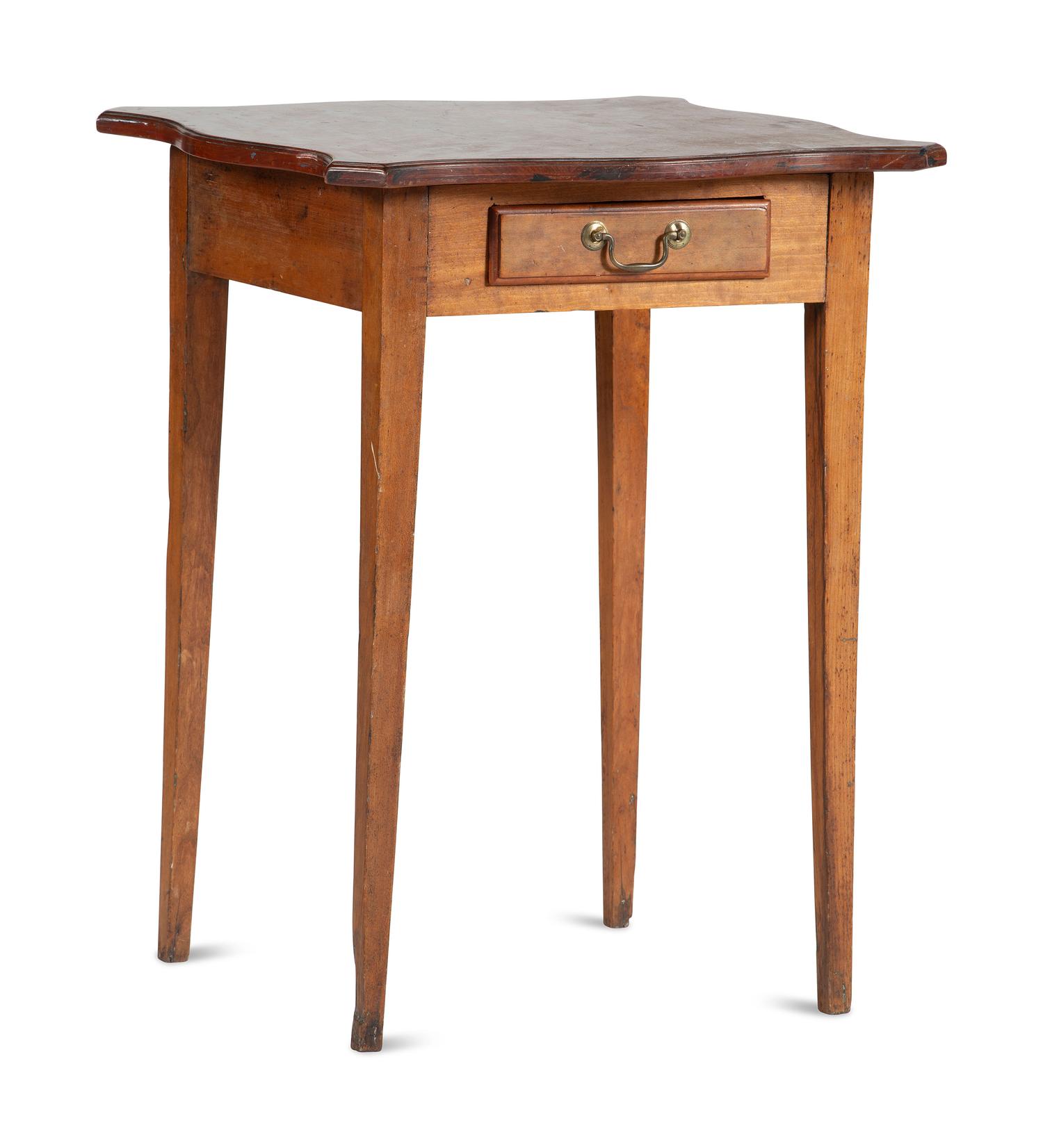 A Federal Cherrywood Serpentine Top One-Drawer Work Table