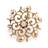 ROSE GOLD, DIAMOND AND CULTURED PEARL PENDANT/BROOCH