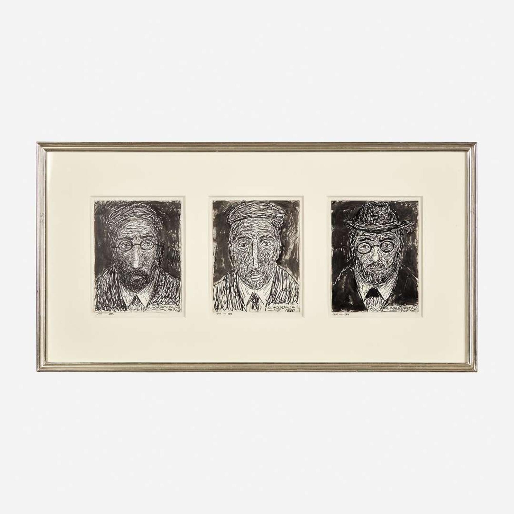 Abraham Walkowitz (Russian/American, 1878-1965) Untitled (Trio of Figures)