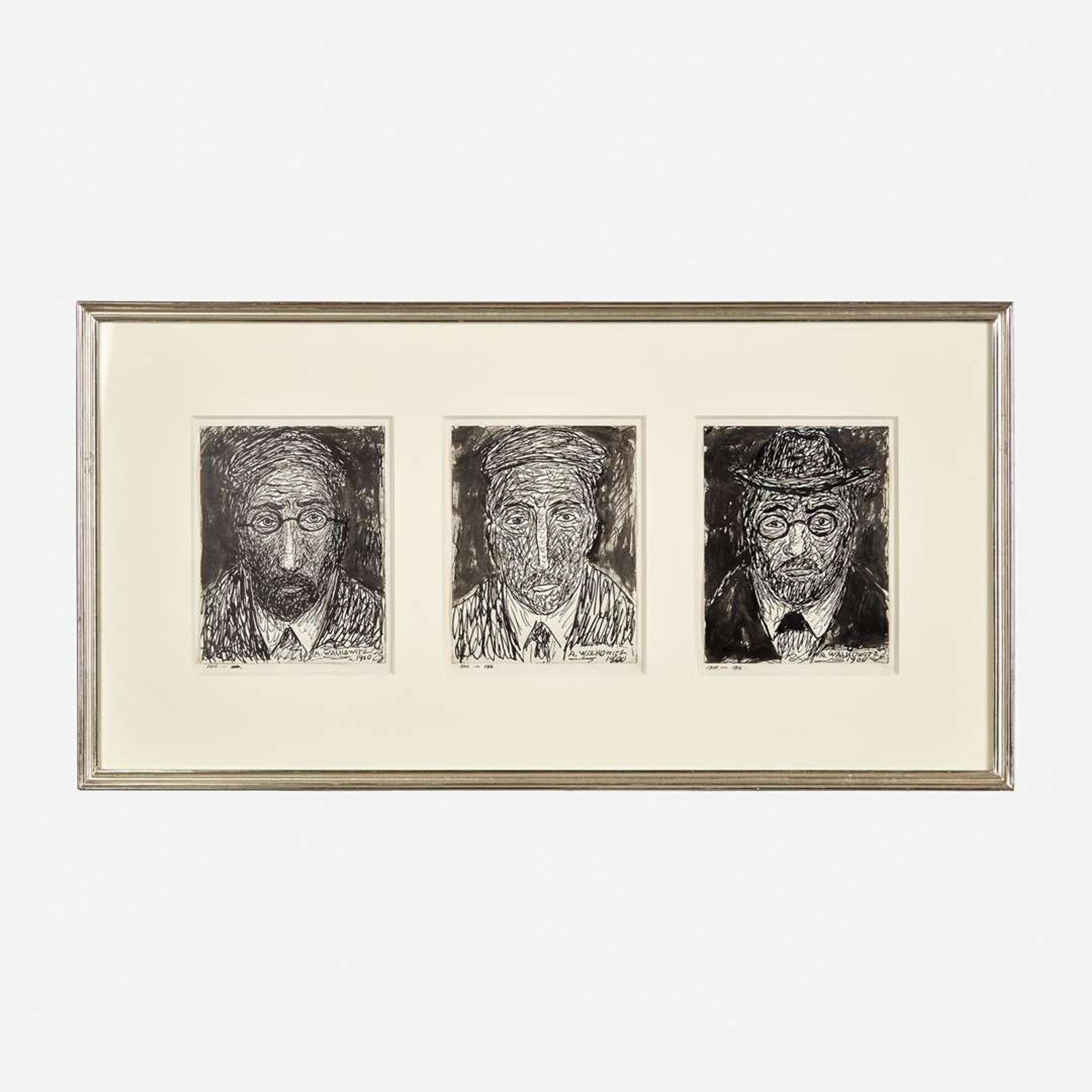 Abraham Walkowitz (Russian/American, 1878-1965) Untitled (Trio of Figures)