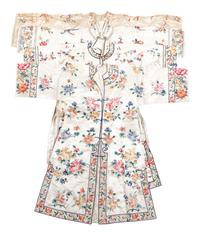 Four Chinese Cream Ground Embroidered Silk Ladies' Jackets