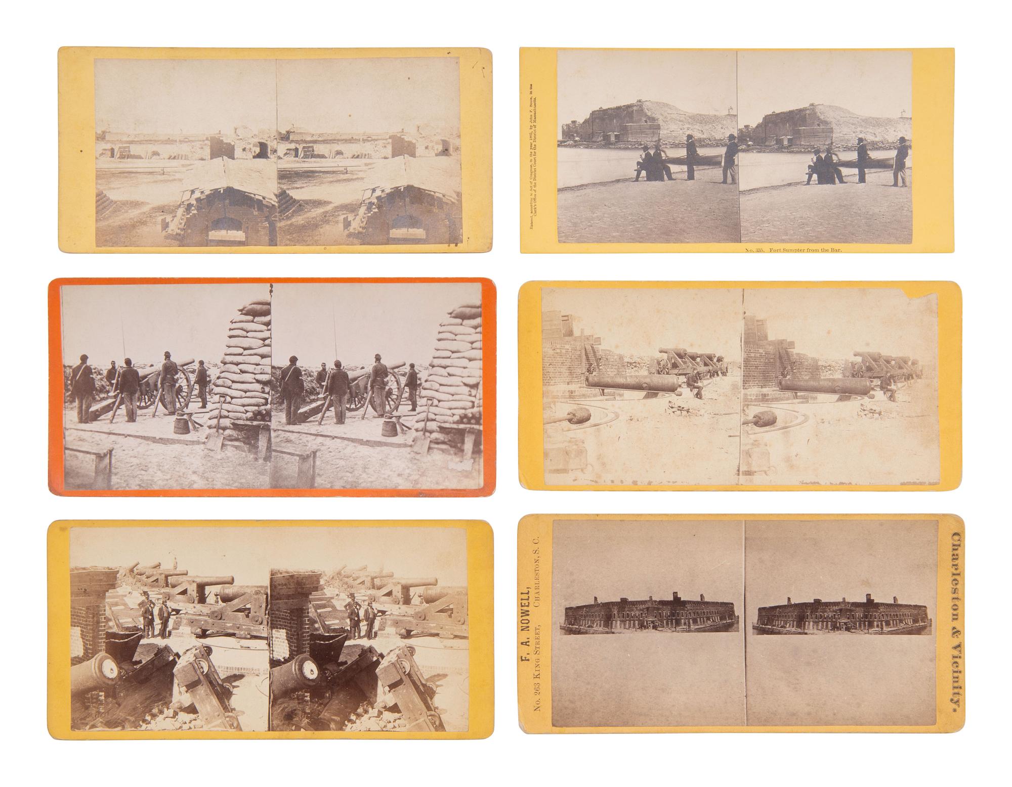 [CIVIL WAR]. 32 stereoviews of Charleston and Ft. Sumpter, many including artillery.