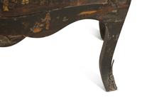 A Louis XV Black and Gilt Japanned Bombé Commode