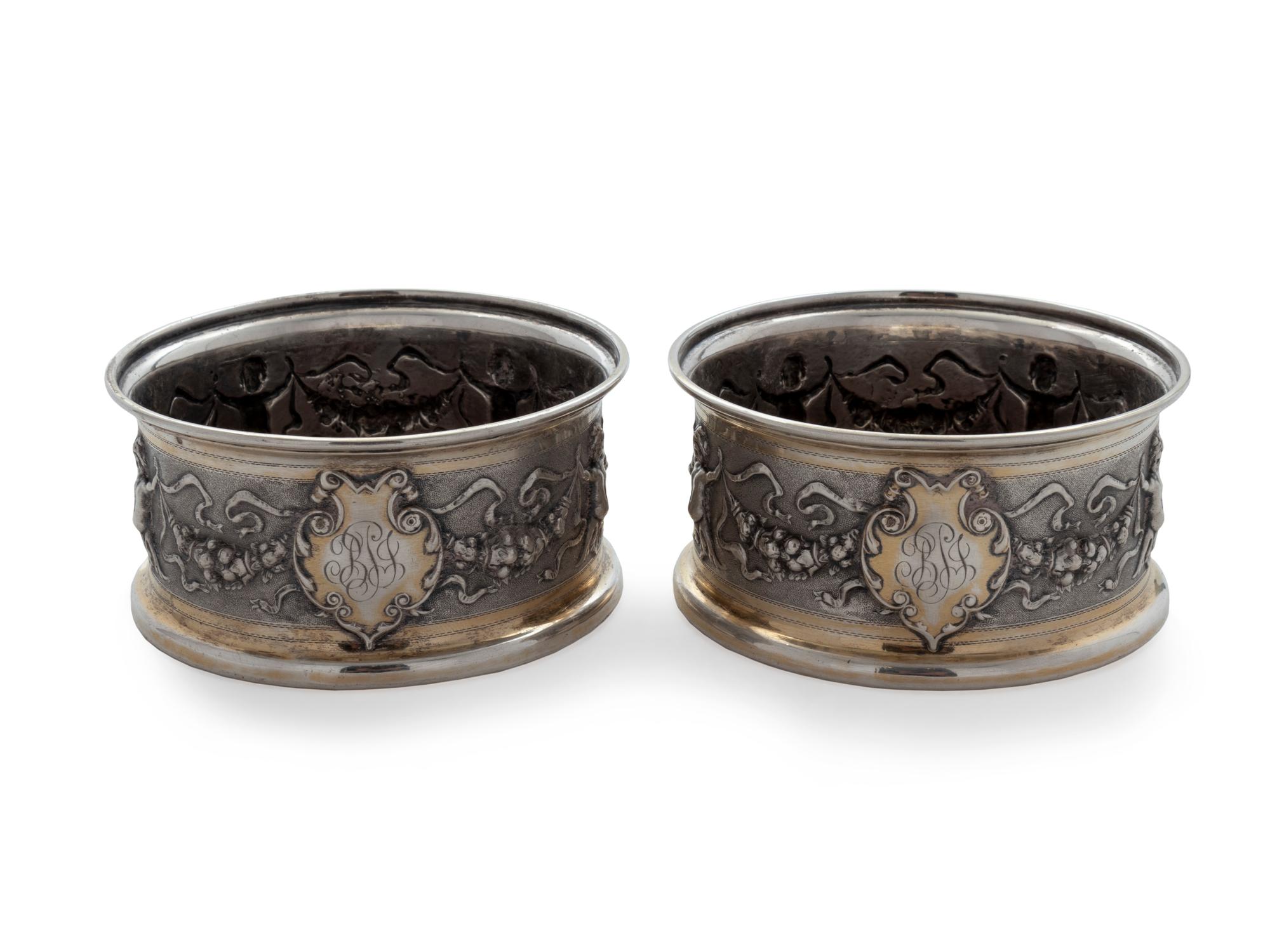 A Pair of German .800 Silver Wine Coaster — Koch & Bergfeld, Bremen, Early 20th Century