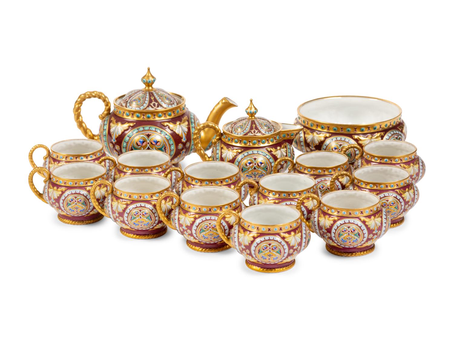 An Assembled Russian Porcelain Tea Set