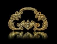 A Pair of Chinese Gilt Bronze Handles