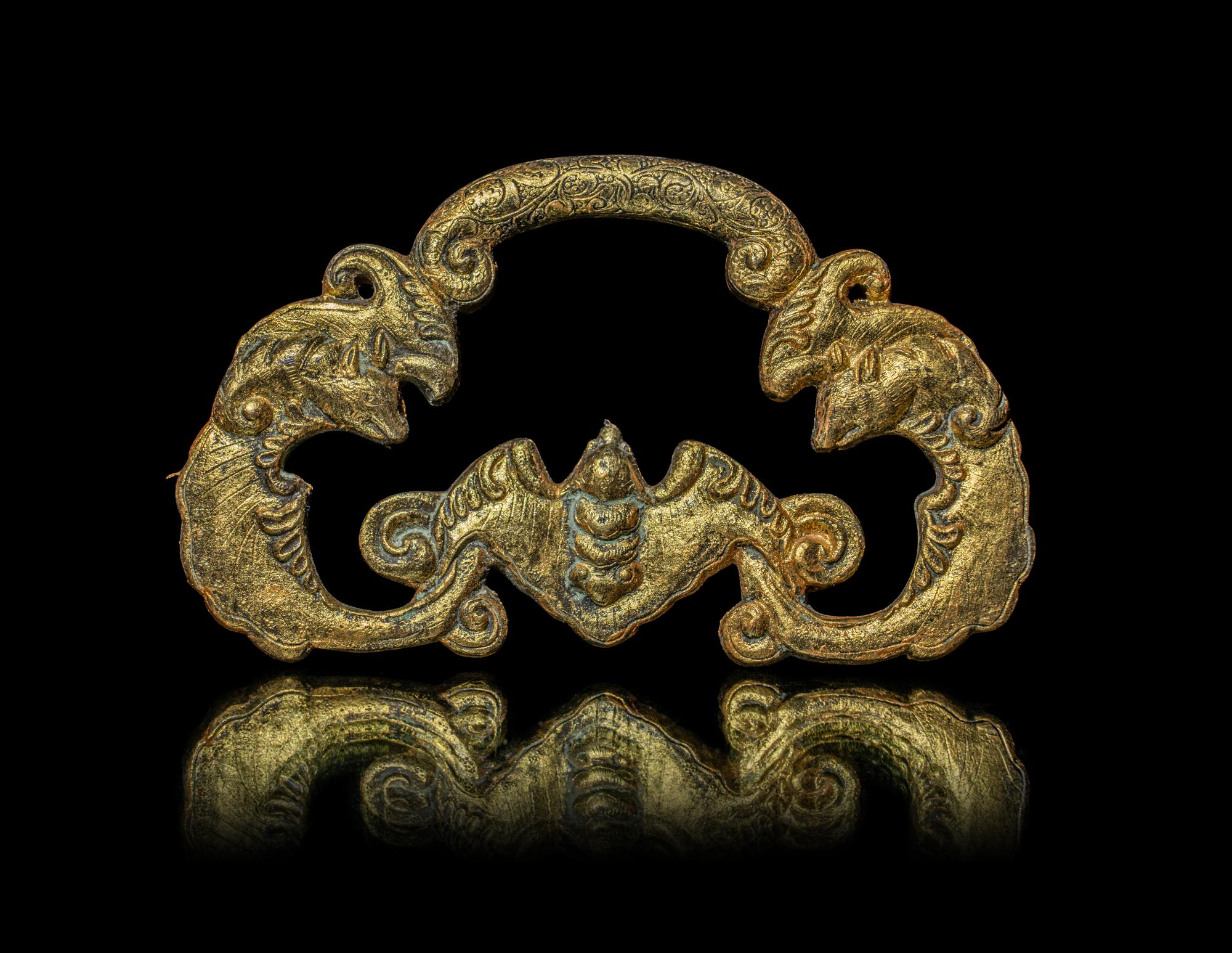 A Pair of Chinese Gilt Bronze Handles