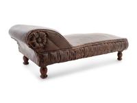 A Victorian Diminutive Leather Upholstered Chaise Longue