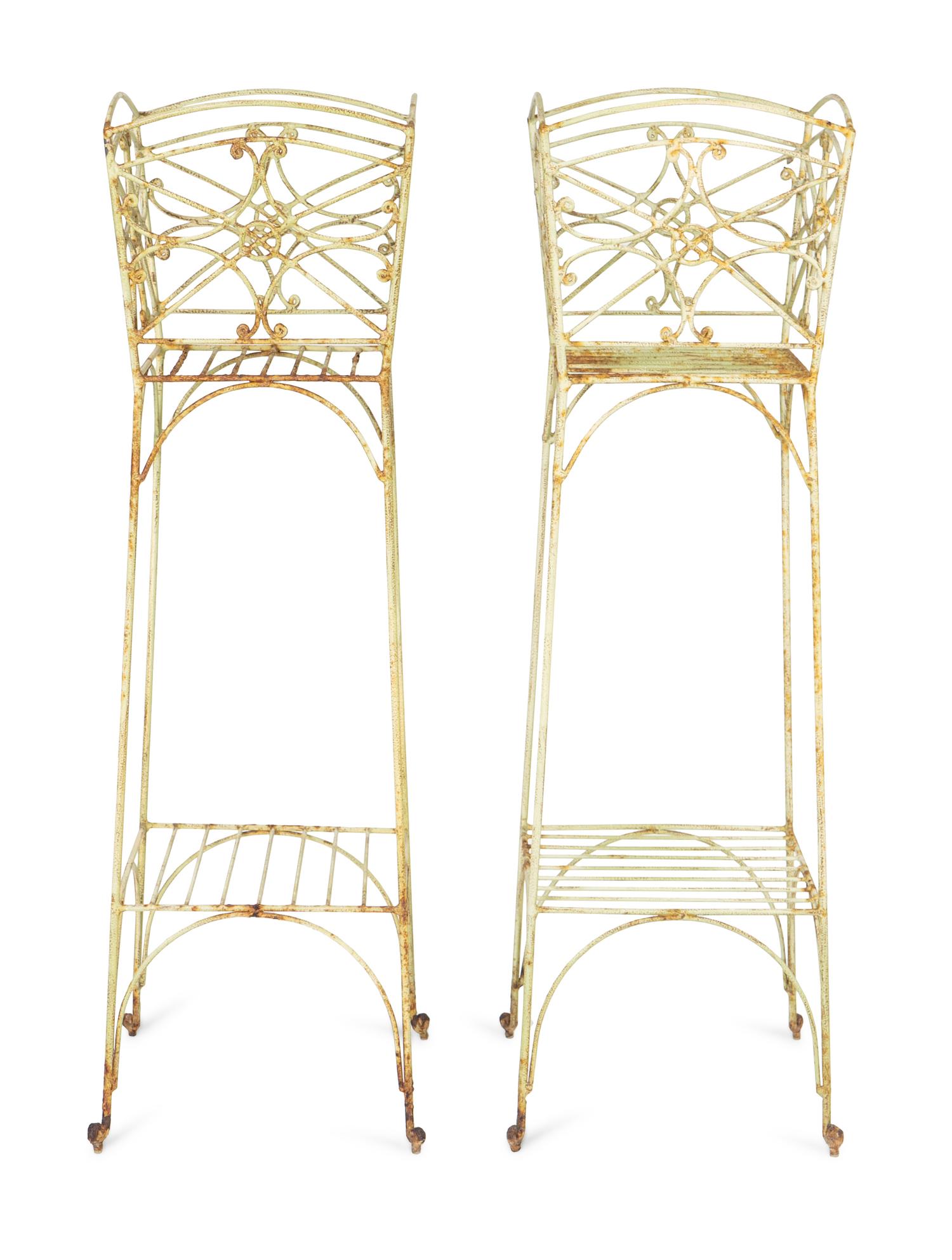 A Pair of Painted Iron Wirework Jardiniere Stands — 20TH CENTURY