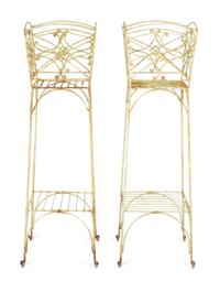 A Pair of Painted Iron Wirework Jardiniere Stands — 20TH CENTURY