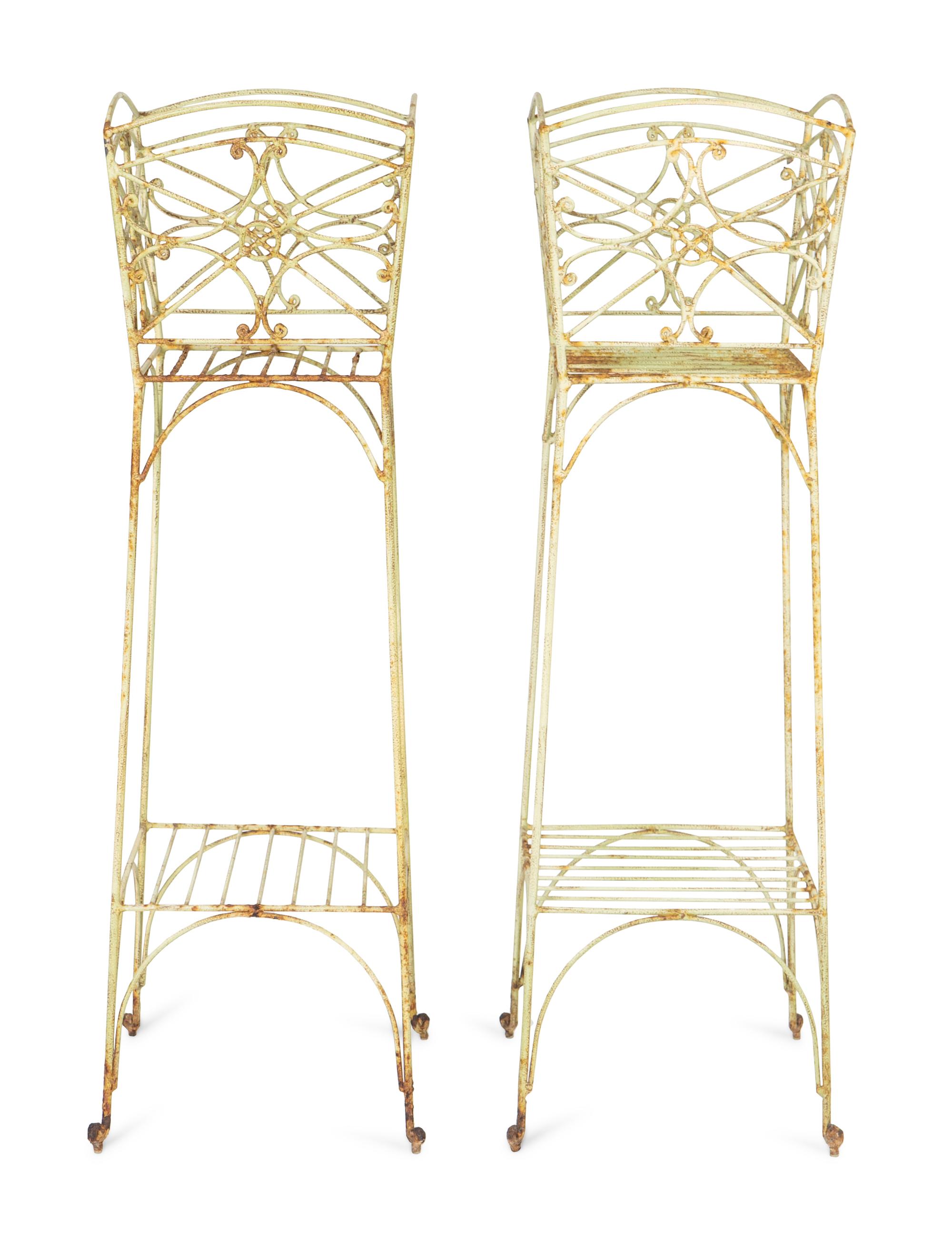 A Pair of Painted Iron Wirework Jardiniere Stands — 20TH CENTURY