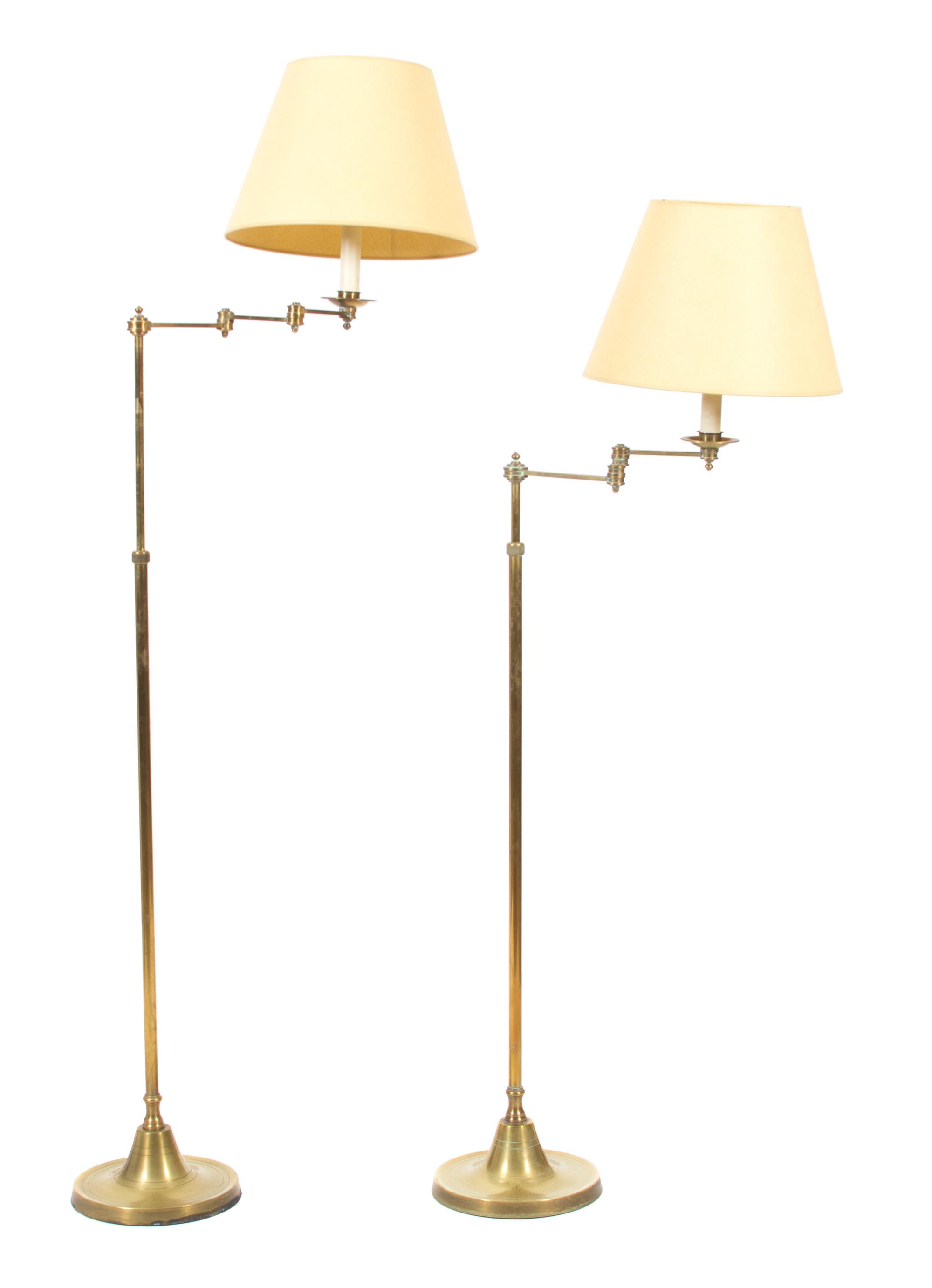 A Pair of Brass Adjustable Floor Lamps