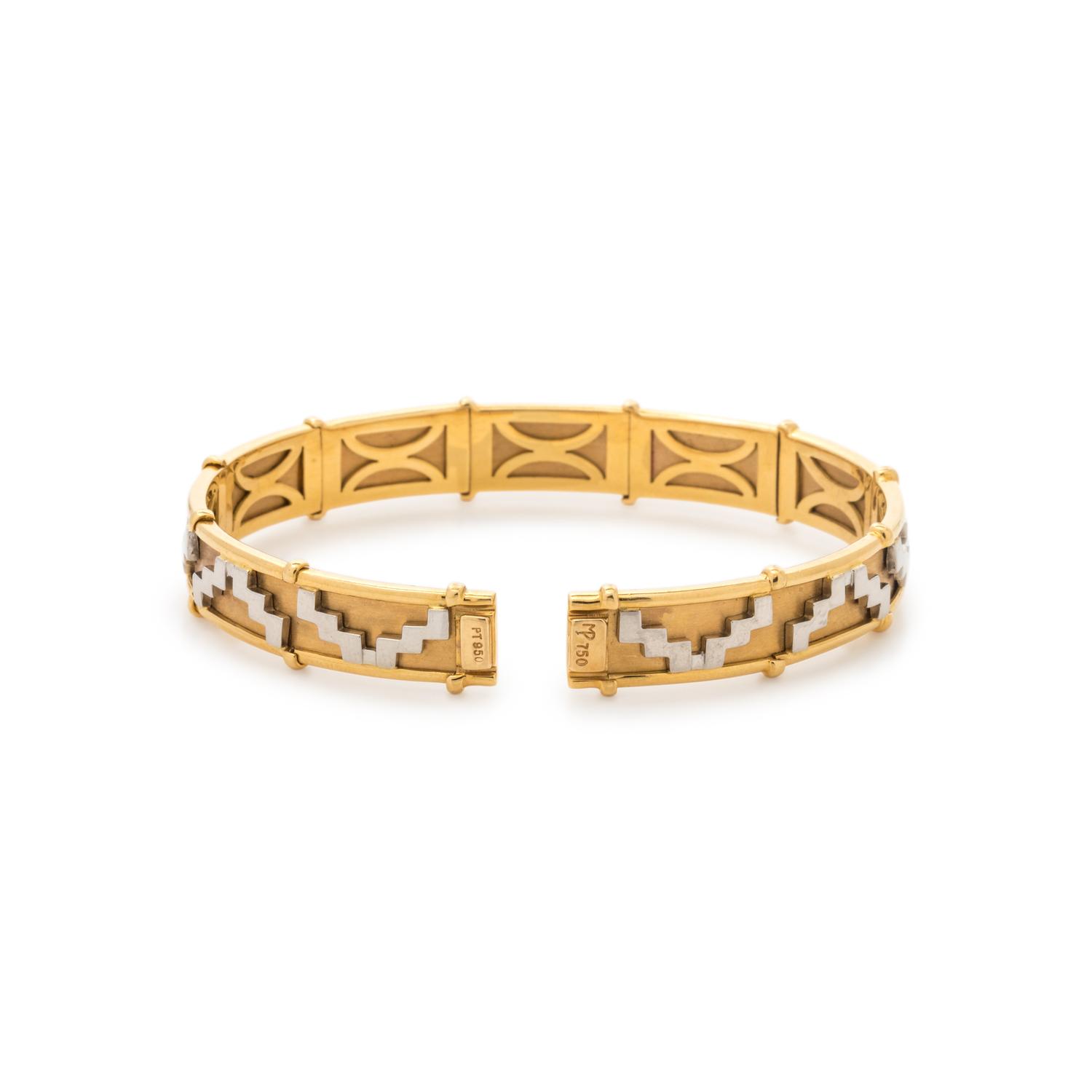 PLATINUM AND YELLOW GOLD CUFF BANGLE