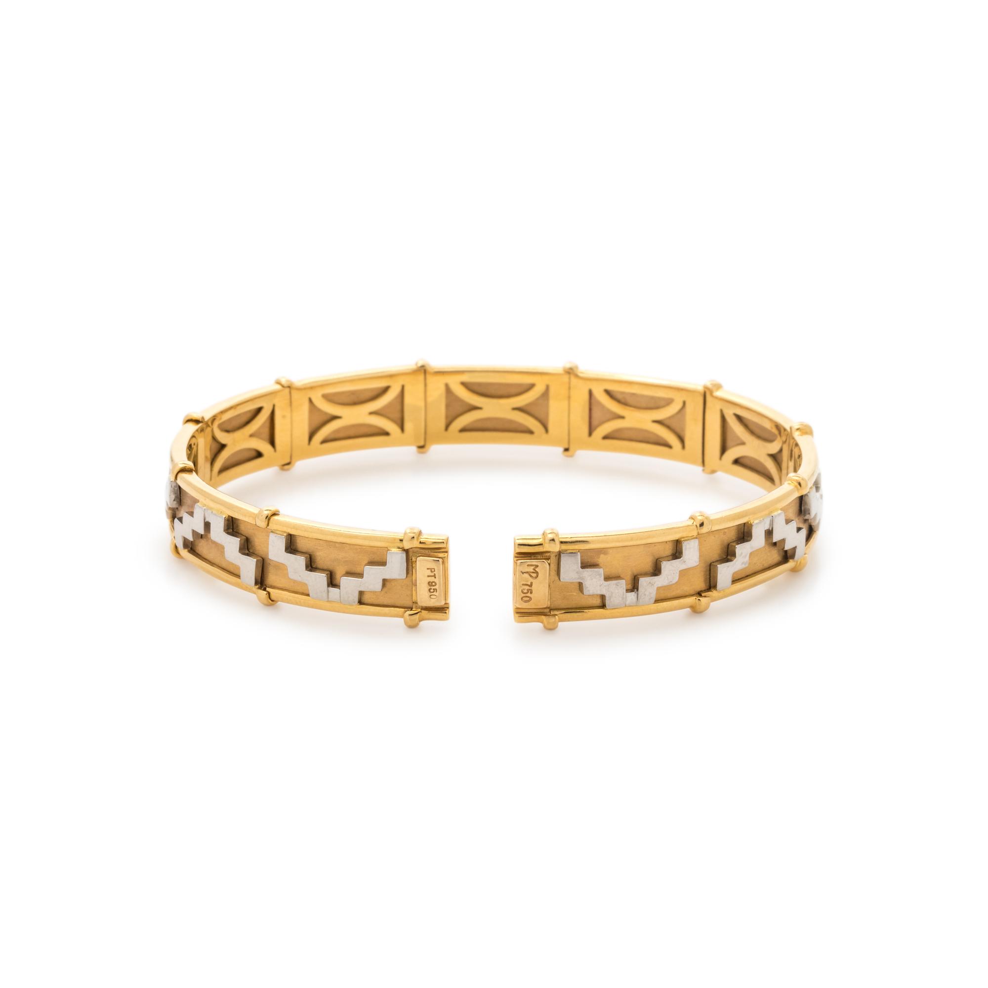 PLATINUM AND YELLOW GOLD CUFF BANGLE
