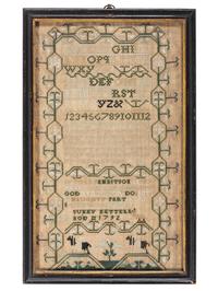 A Pair of Needlework Embroidered Schoolgirls' Samplers, Wrought by the Kettell Sisters, Sukey and Esther