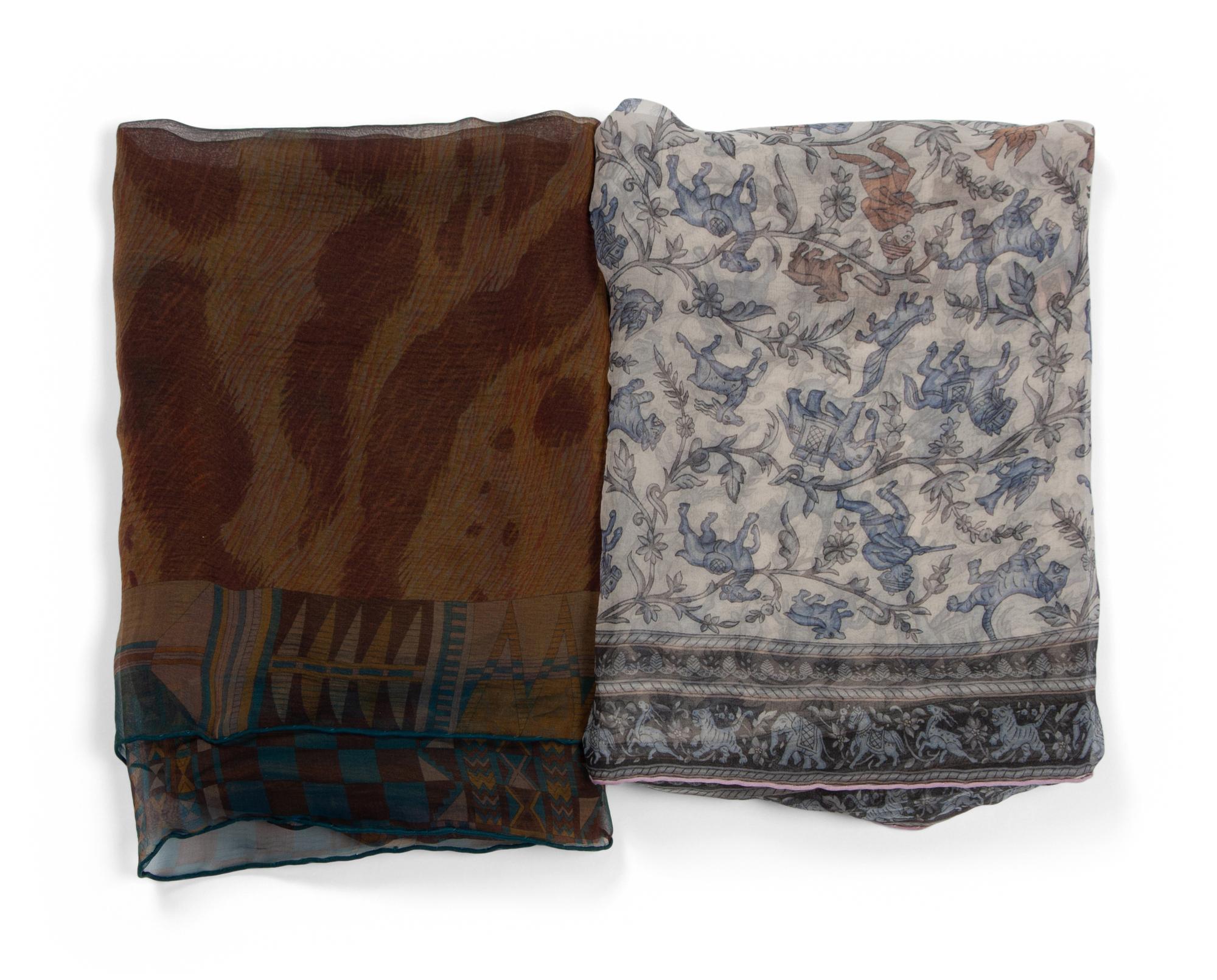 Two Hermès Silk Chiffon Scarves