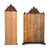 Two Mask Carved Oak Shaving Mug Cabinets