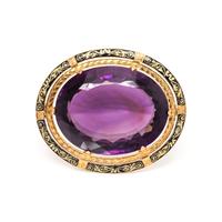 AMETHYST AND ENAMEL BROOCH