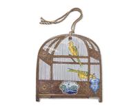 A Dutch Delft Polychrome Trompe L'Oeil Birdcage Plaque, 18th Century