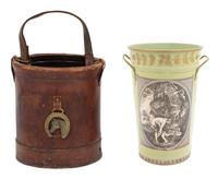 An English Leather Feed Bucket Height 14 inches. — 19TH CENTURY
