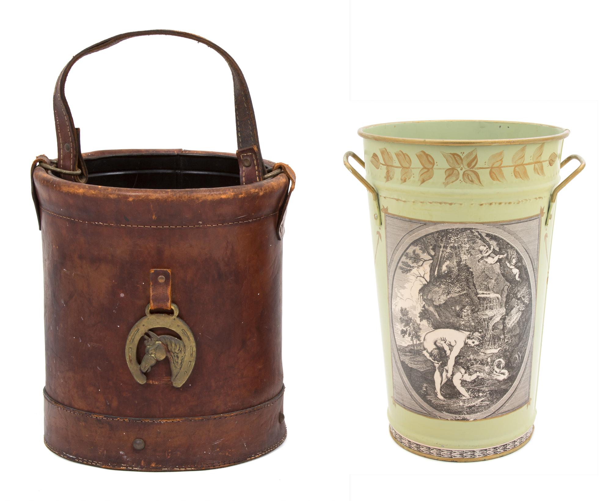An English Leather Feed Bucket Height 14 inches. — 19TH CENTURY
