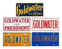 [POLITICS]. A group of 8 campaign license plates and attachments promoting Roosevelt, Eisenhower & Nixon, and Goldwater.