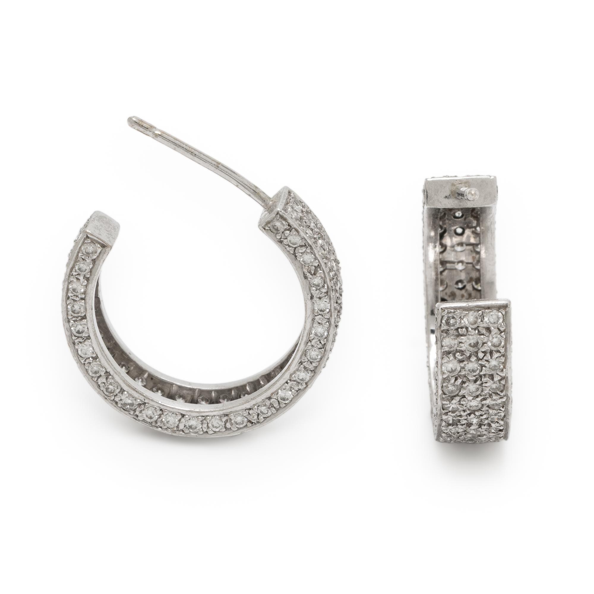 White Gold and Diamond Hoop Earrings