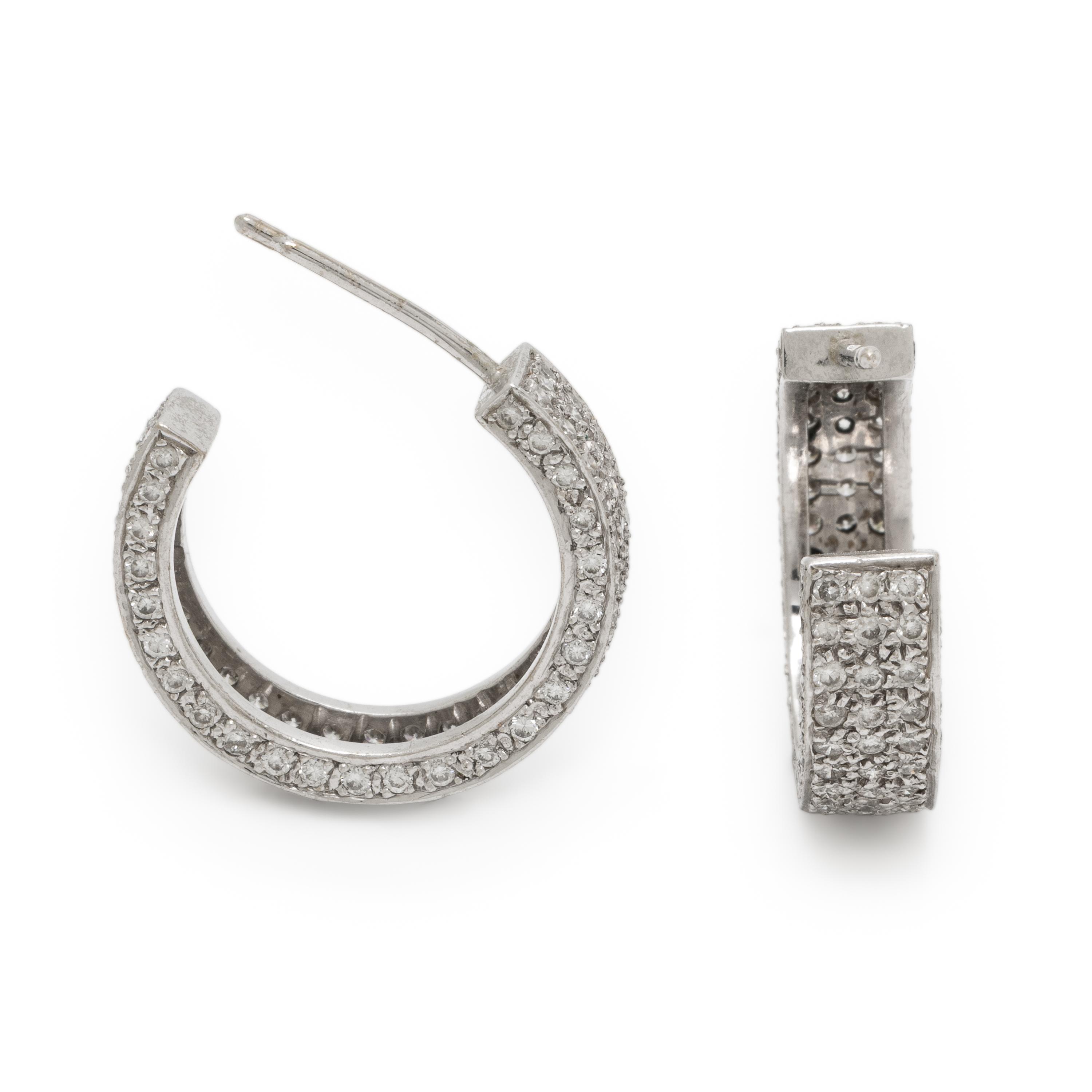 White Gold and Diamond Hoop Earrings