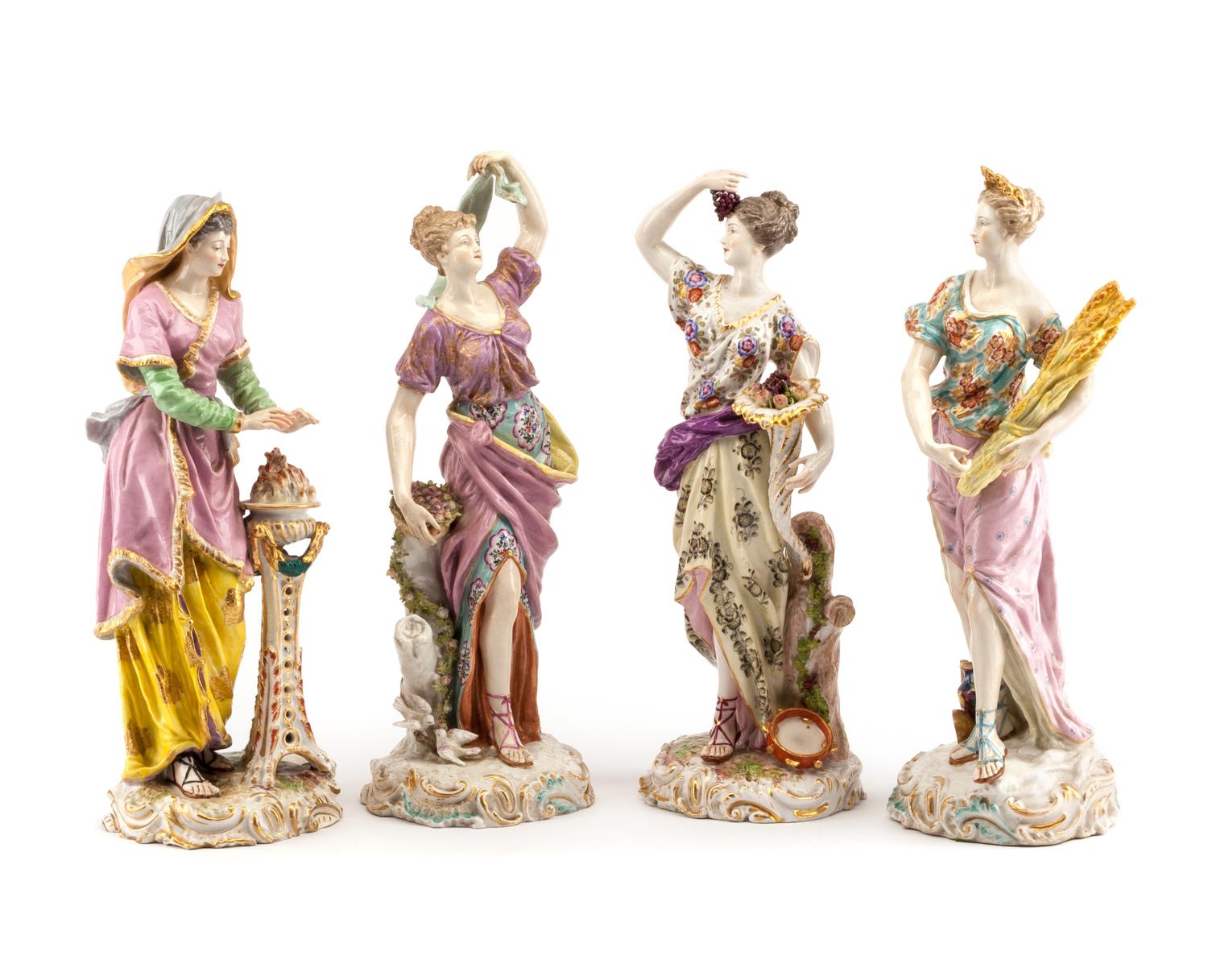 A Set of Four French Porcelain Allegorical Figures Height of tallest 14 1/4 inches. — CHOISY-LE-ROI, 19TH CENTURY