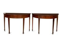 A Pair of George III Mahogany Demilune Console Tables