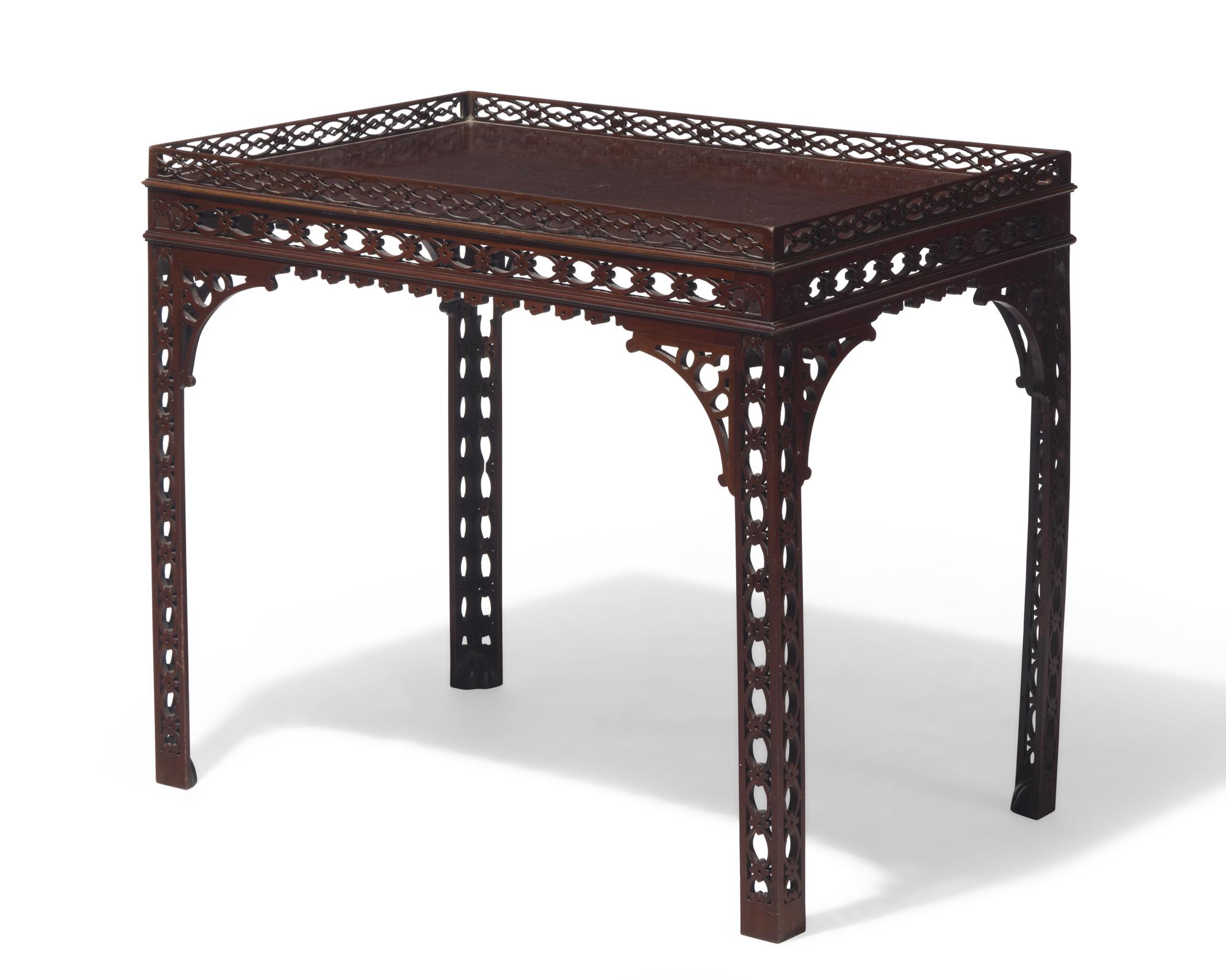 A George III fret-carved mahogany silver table, circa 1760