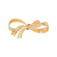 YELLOW GOLD AND DIAMOND BOW BROOCH