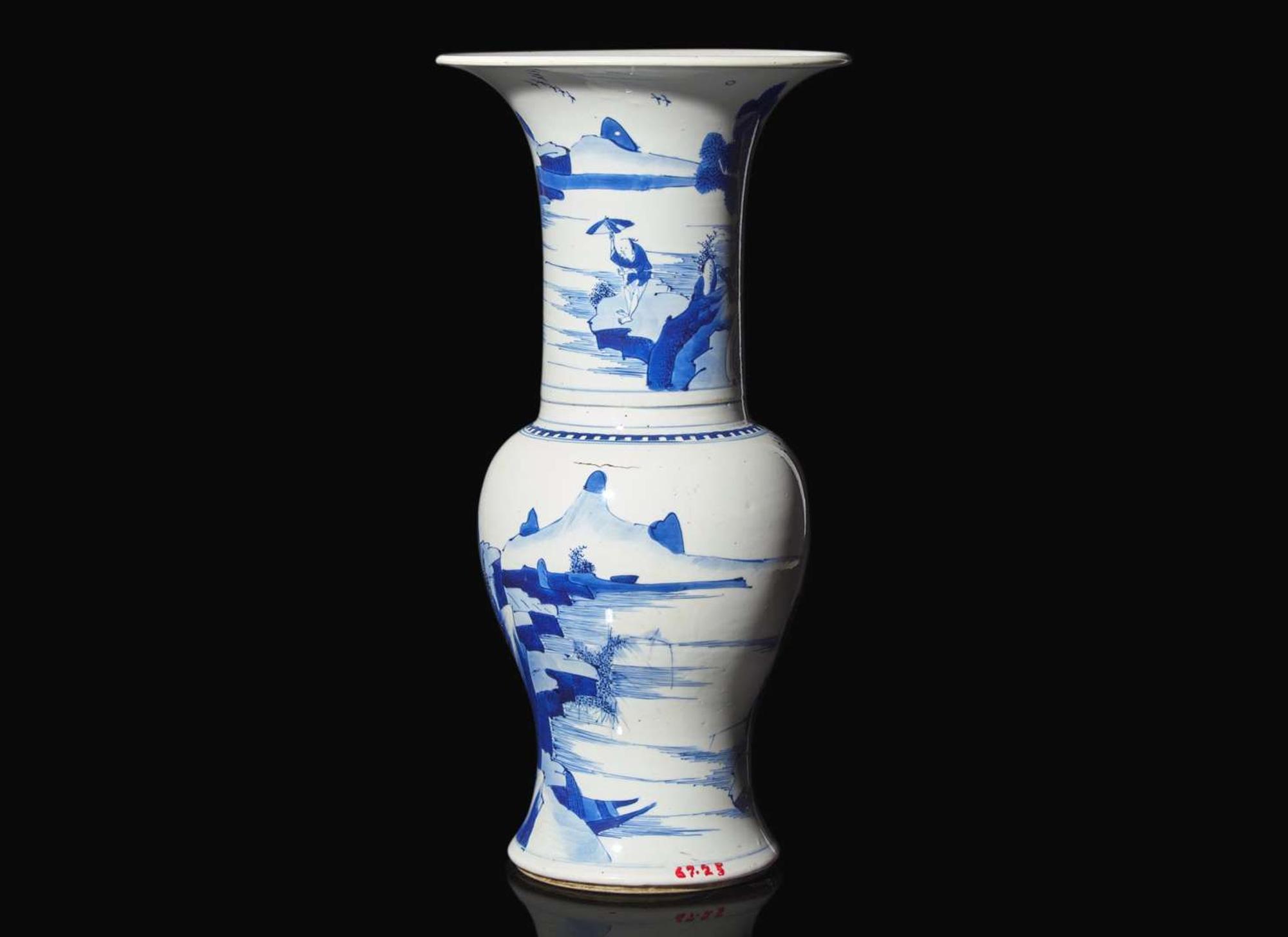 A Chinese blue and white Phoenix-tail vase, Kangxi period 青花鳳尾尊 清康熙