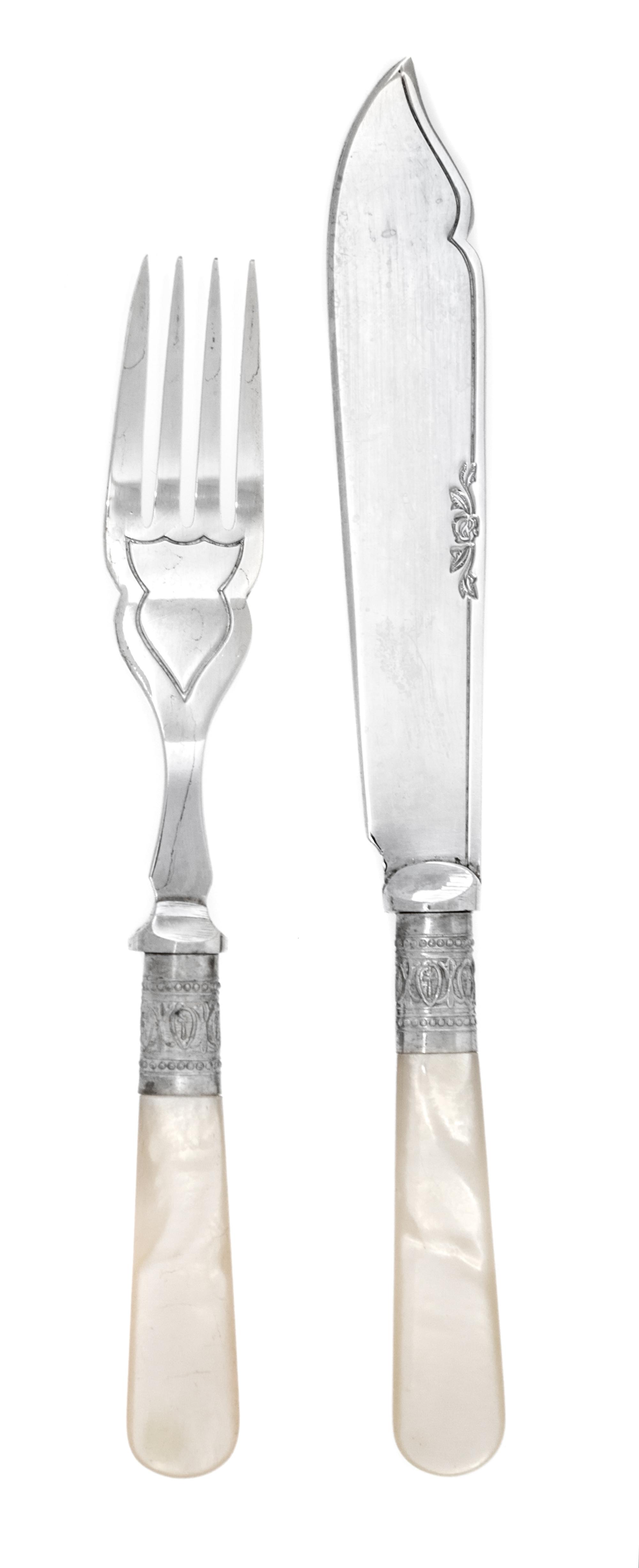 Four American Silver-Plate and Mother-of-Pearl Fish Services, Towle Silversmiths, Newburyport , MA, each comprising 6 knives and forks,