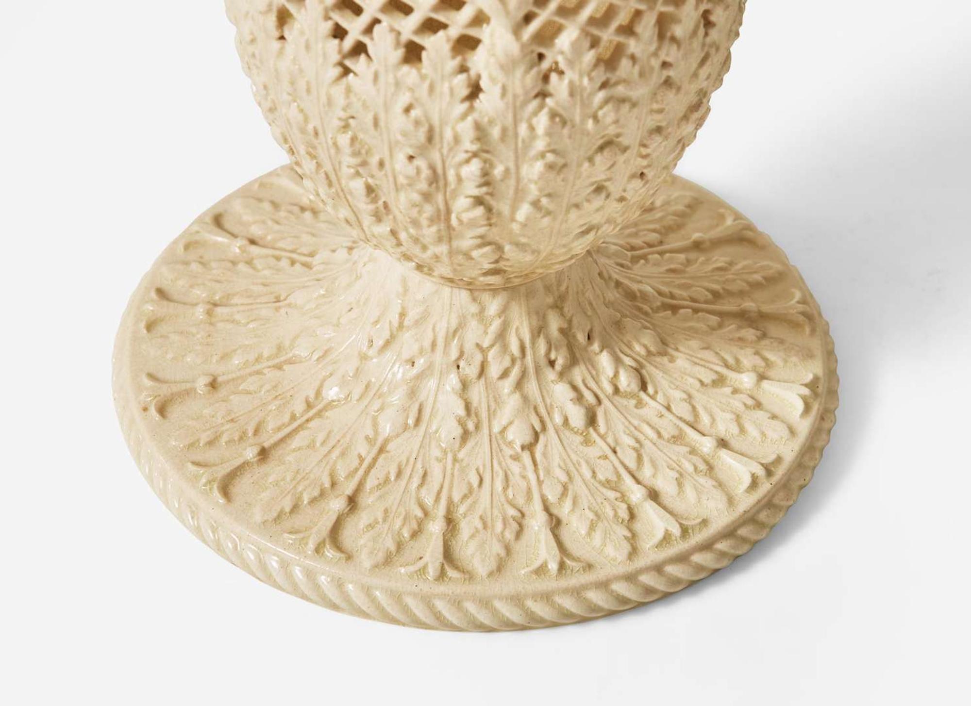 A Rare Wedgwood Imperial Queensware Footed Vase and Liner, UK, circa 1875