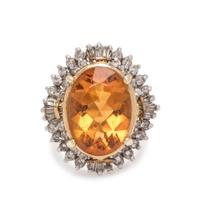 CITRINE AND DIAMOND RING