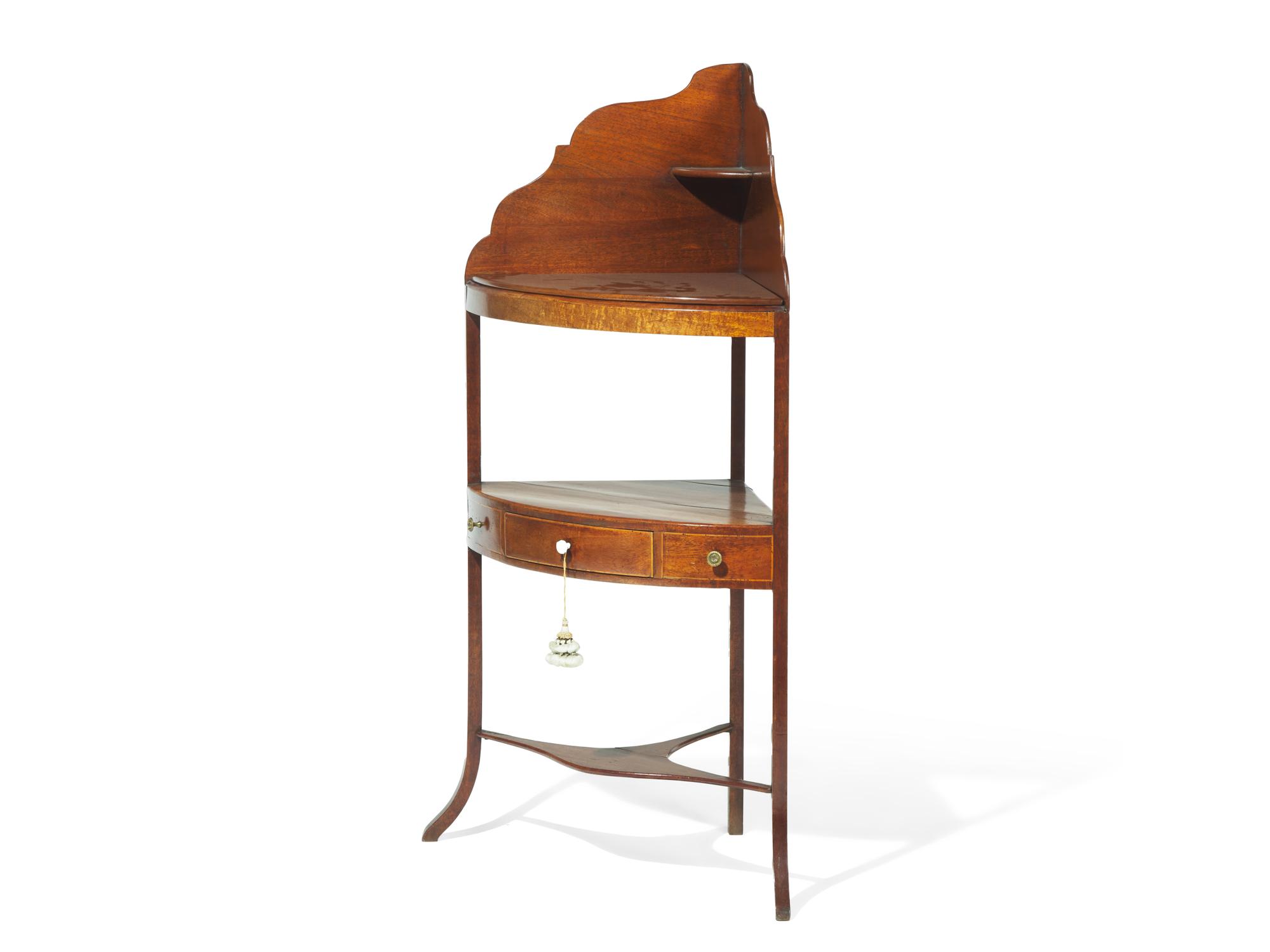 A Late Federal Banded Mahogany Corner Washstand