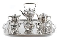 An American Silver Eight-Piece Tea and Coffee Service, Tiffany & Co., New York, First Half 20th Century, Saint Dunstan pattern, compris