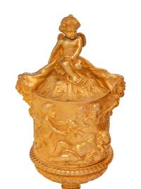 A Pair of Louis XV Style Gilt Bronze Covered Cache Pots