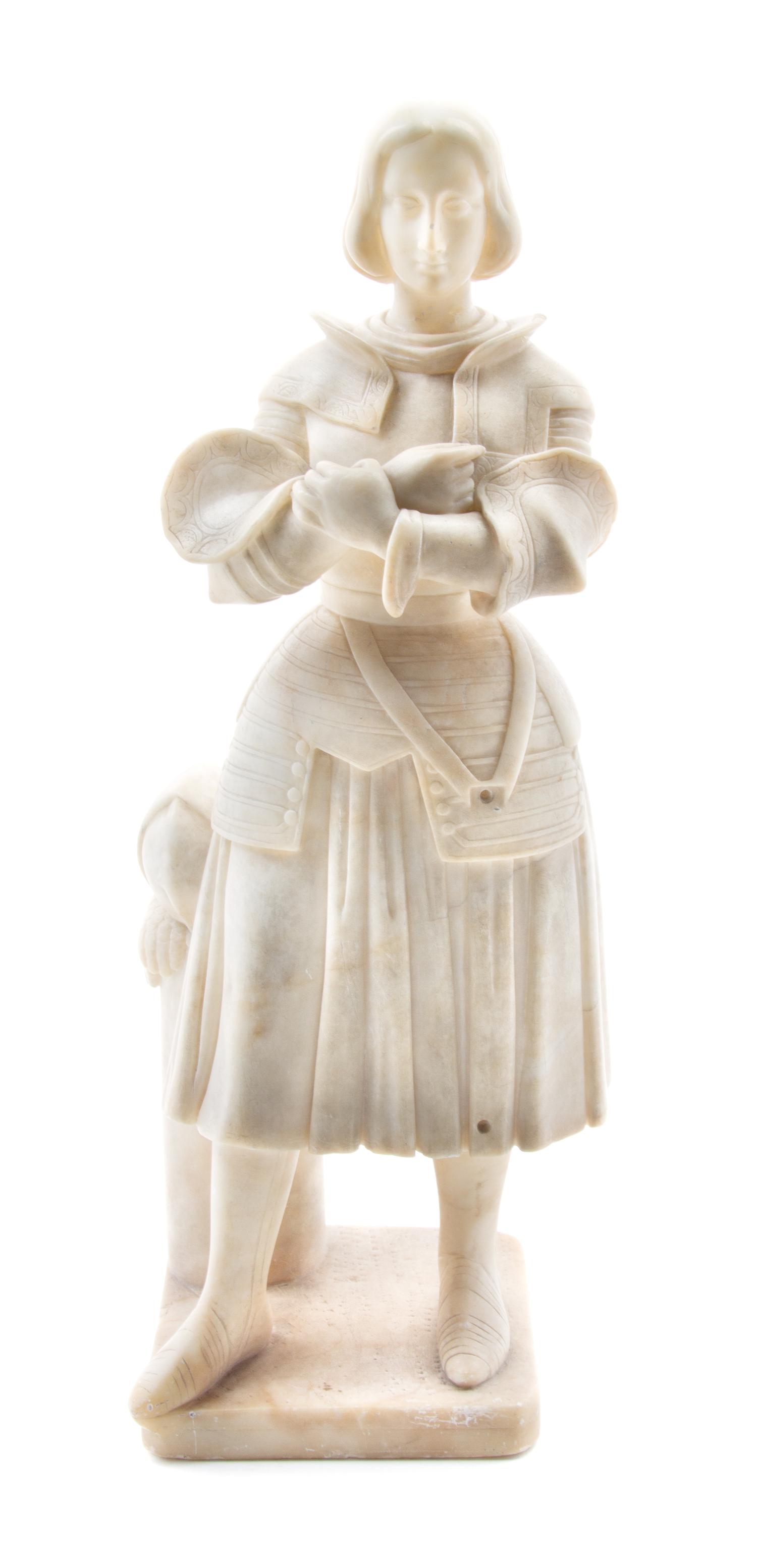 A Continental Alabaster Figure Height 23 1/2 inches.